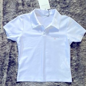 Authentic ALEXANDER WANG Shrunken Polo Shirt with Logo Print. Size XS